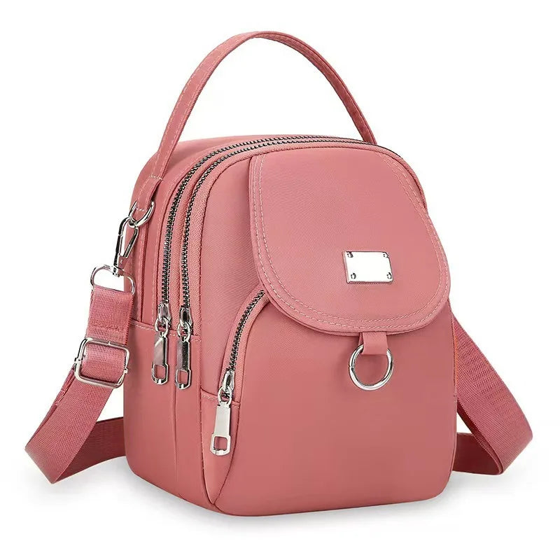 Durable Oxford Women Mini Bag 3 Layers Shoulder Bag Girls Shopping Phone Bag Lightweight Handbag Suitable For Going Out