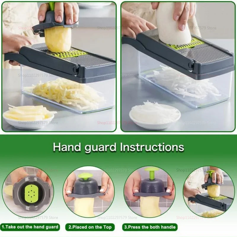 Vegetable Chopper Set Food Processor Onion Potato Slicer Dicer Grater Kitchen Fruit Vegetable Cutter with Handle