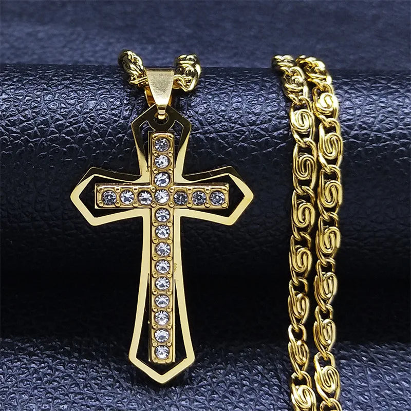 Fashion Cross Chain Pendant Necklace Fashion Men Women Metal Geometry Punk Gothic Party Jewelry Vintage Gifts