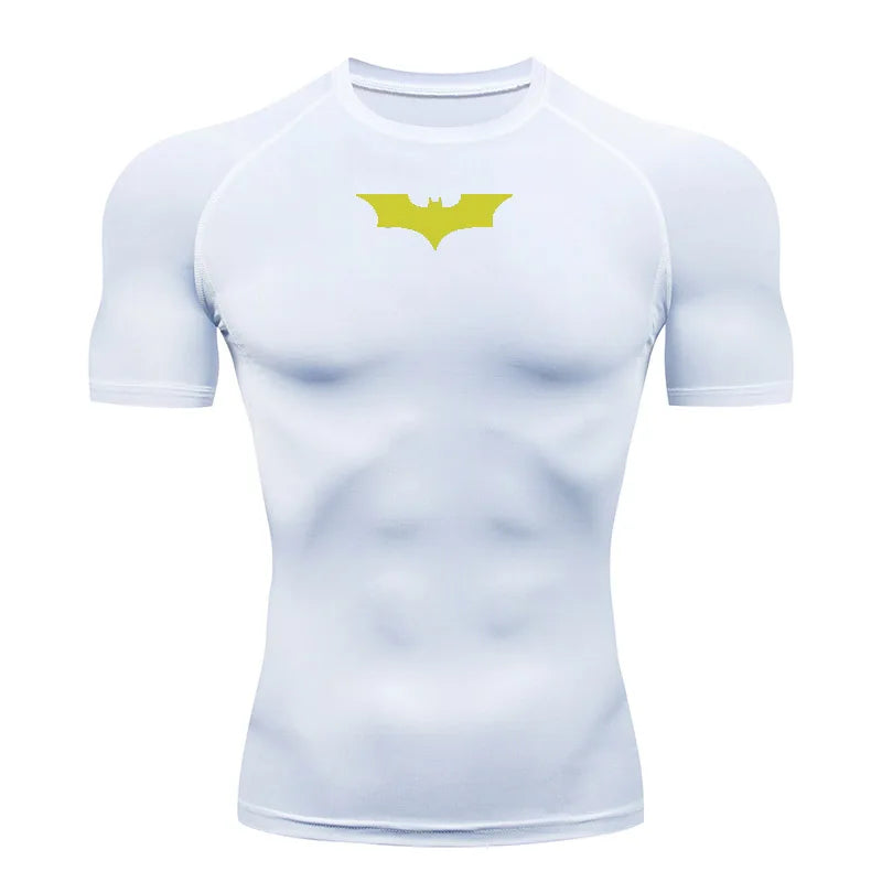 Bat Printed Men's Tight T-Shirt Running Compression Compression T Shirt Gym Fitness Jogging Short Sleeve Male Casual Shirt Tops