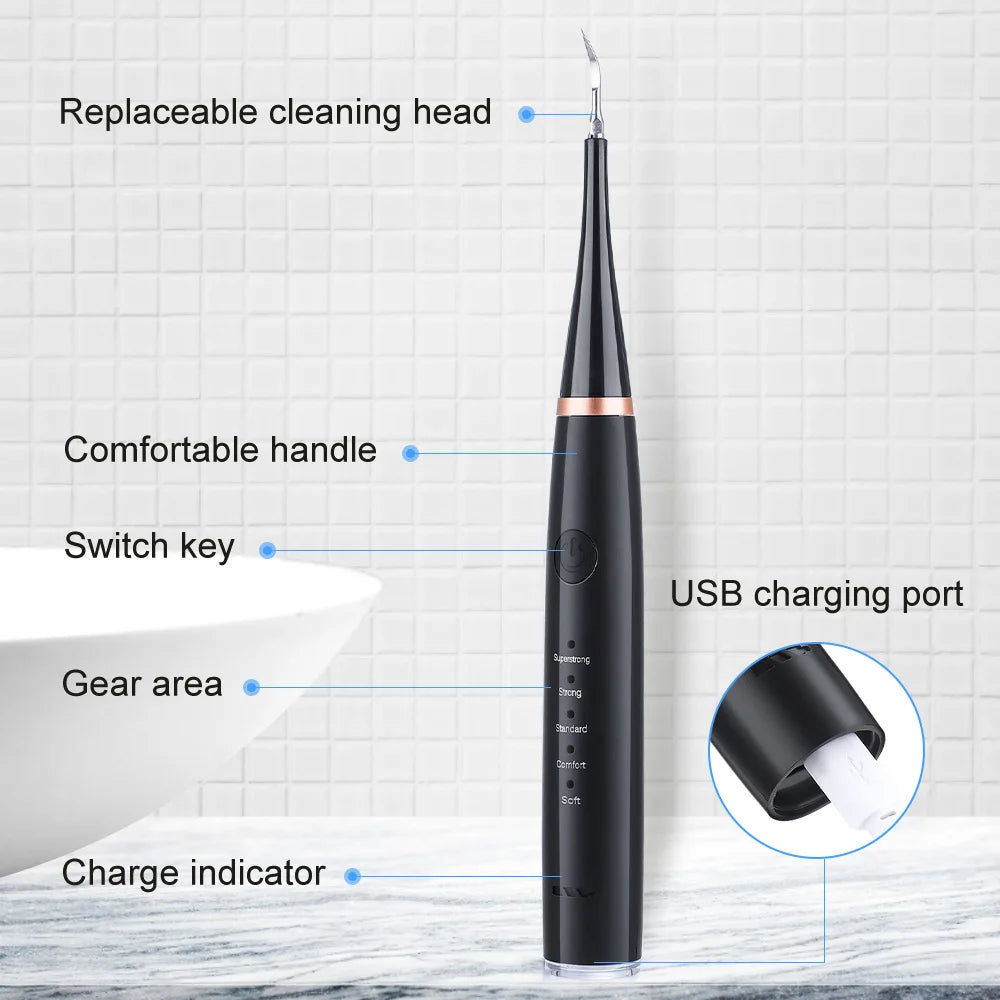 Dental Scaler Ultrasonic Scaler Tooth Cleaner Dental Stone Removal Electric Sonic Plaque Remover for Teeth Stain Tartar
