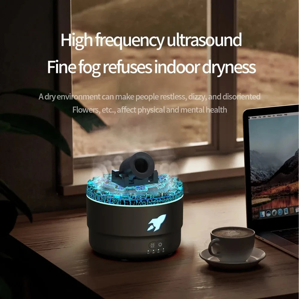Volcanic Crack Light  Aromatherapy Humidifier Jellyfish Spray Air Humidifier 7 Colors Gradient Night Light Bedroom Diffuser