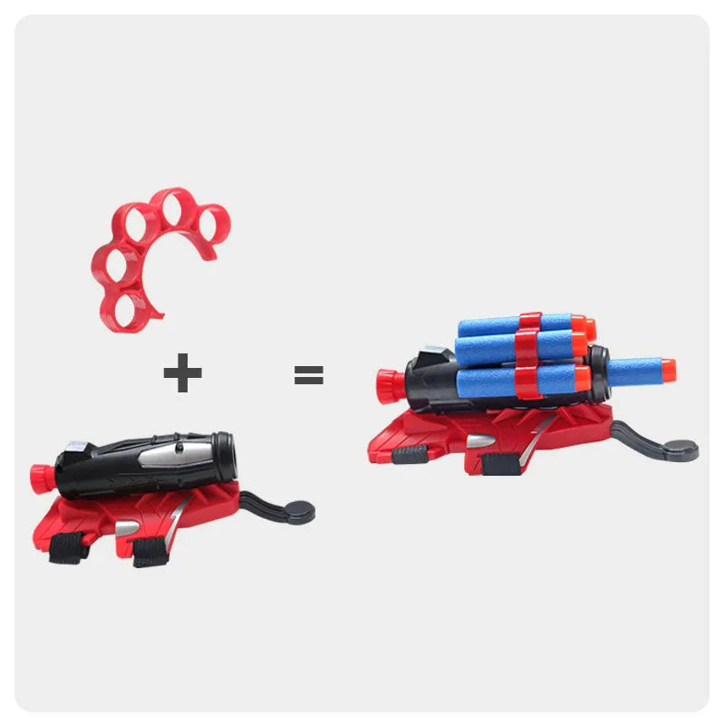 Children's wrist toy five hole wristband hero launcher soft spring suction cup spinning spray