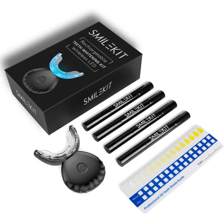 Teeth Whitening Kit with Wireless Charging, LED Light Teeth Whitener & Gel, At-Home White Smile Care System