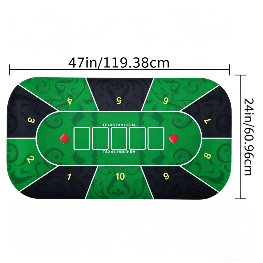 Texas Hold'Em Poker Mat Portable Rubber Poker Table Top Water Waterproof, Noise Reduction Suitable For Any Tabletop Game Premium
