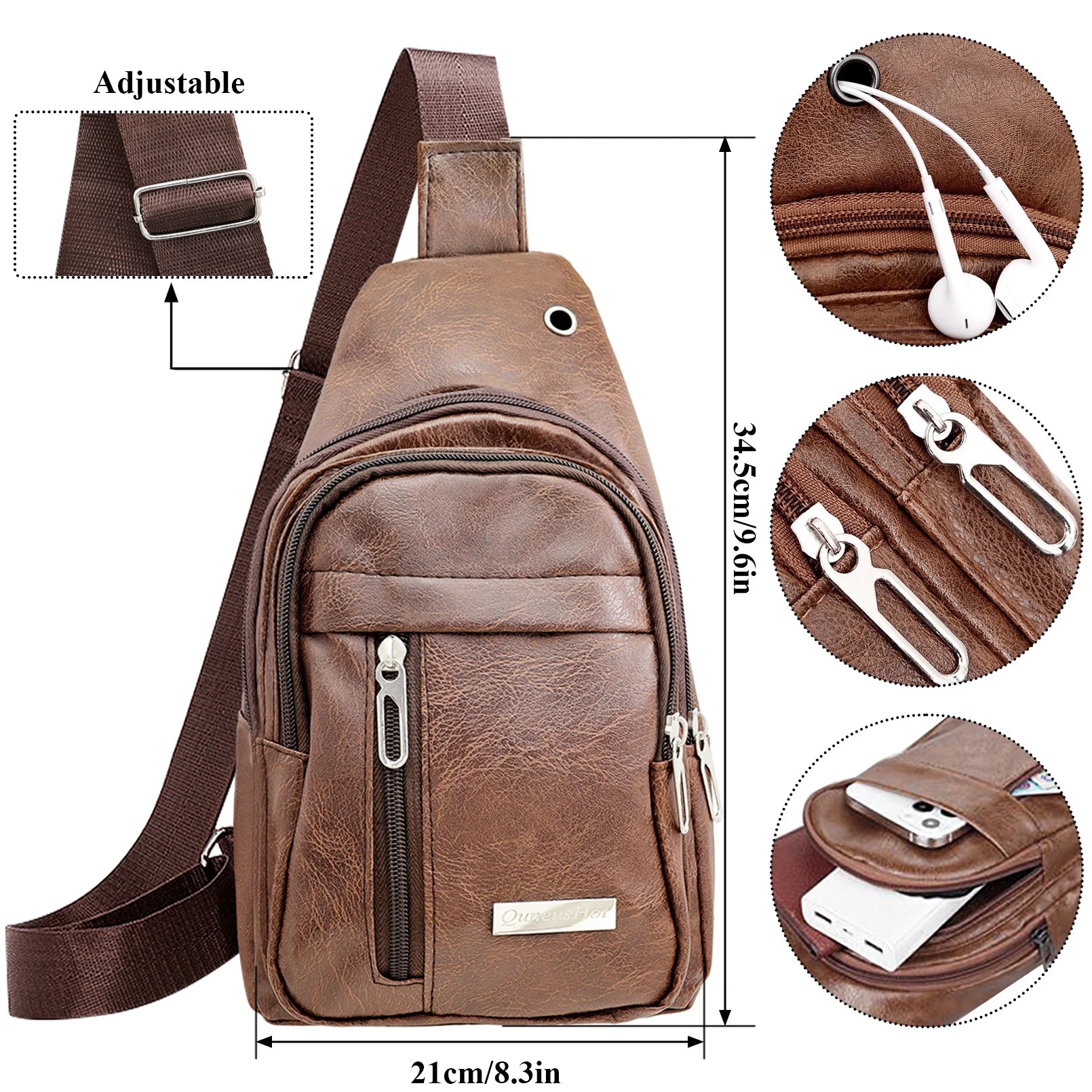 New Leather Chest Bag For Men Multifunctional Casual Fashion Messenger Shoulder Bag For Outdoor Sports Versatile Crossbody Bag