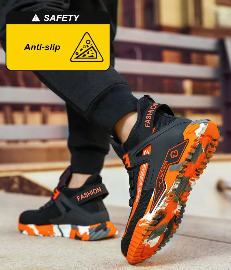Steel Toe Anti-smash  Anti-Puncture Safety Shoes Men Lightweight Slip Resistant Work Shoes Comfortable Breathable Work Boots Men