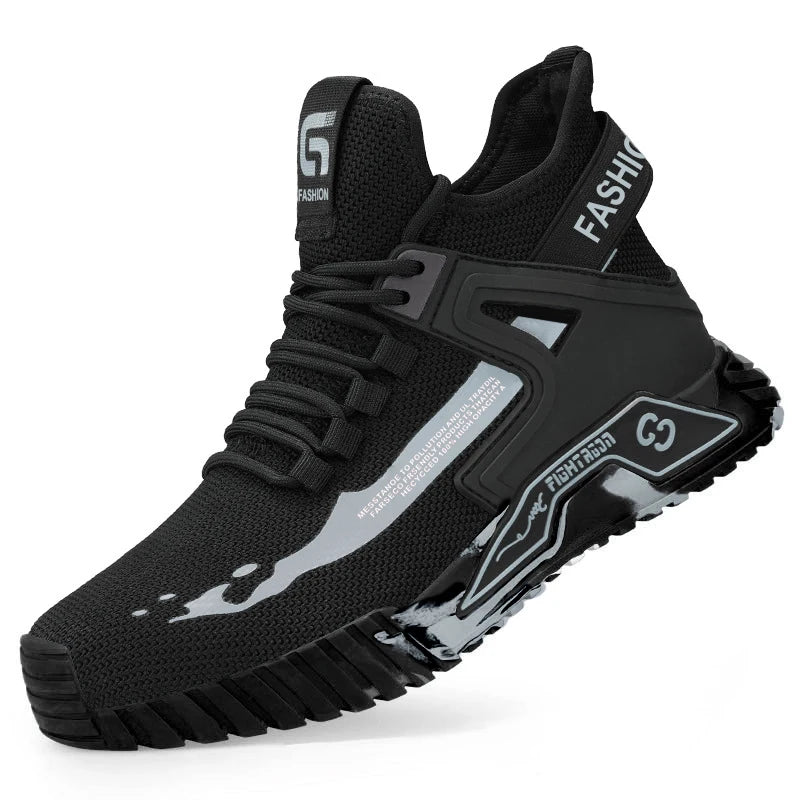 Steel Toe Anti-smash  Anti-Puncture Safety Shoes Men Lightweight Slip Resistant Work Shoes Comfortable Breathable Work Boots Men