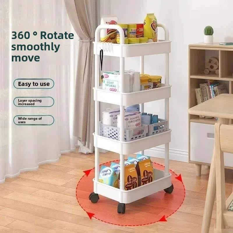 5-layer Kitchen Storage Shelf,mobile Trolley,floor Standing Multi-layer Storage Rack,For Bookshelf,snacks, fruits and Vegetables