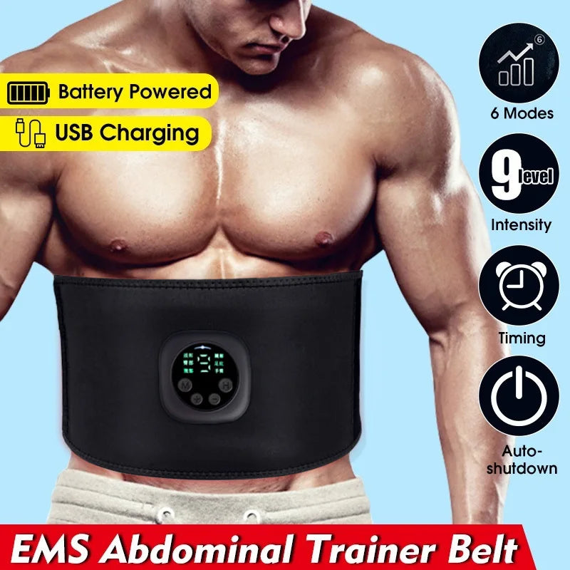Muscle Stimulator Abdominal Toning Belt Muscle Toner Smart Abs Training Gear USB Charge Body Massager Home Gym Fitness Equipment