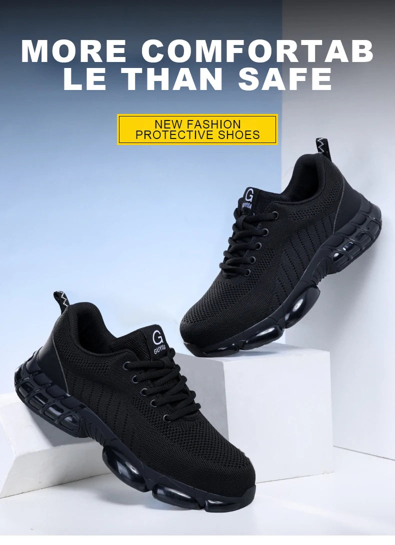 Comfortable Lightweight Black Safety Construction Working Shoes Anti-Smash Anti-Puncture