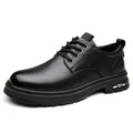 Men's Outdoor Casual Leather Shoes Lace Free Retro Soft Bottom Low-Top Work Shoes