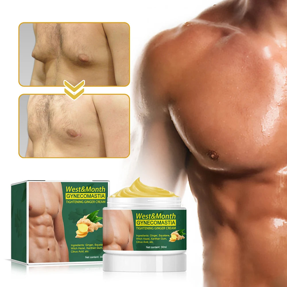 Man Breast Firm Massage Cream Ginger Serum Remove Excess Fat Effective Shrink Chest Gynecomastia Tighten Essence Oil Cream 30ml