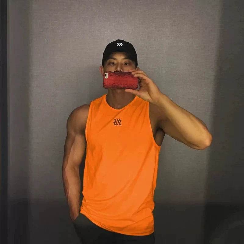 Summer Men's Gym Tank Top Fitness Training Clothing Quick-drying Loose Bodybuilding Sleeveless Shirt Men Fashion Basketball Vest