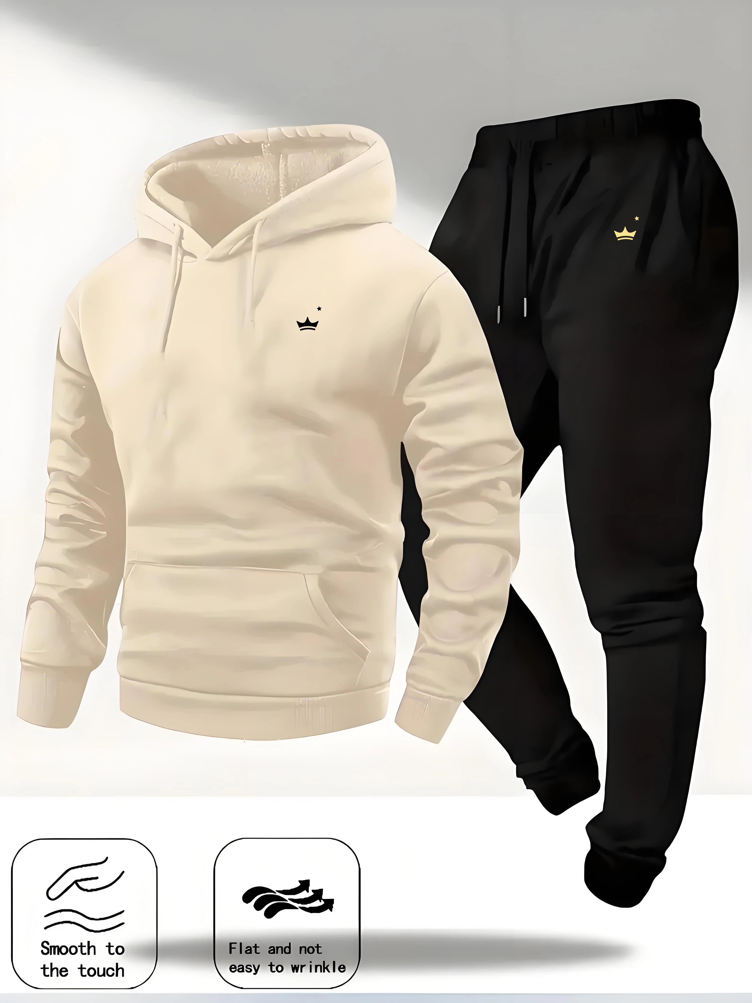 Crown Logo Printed Autumn/Winter Fashion New Hooded Sportswear Outdoor Fashion Versatile Casual Sportswear and Pants