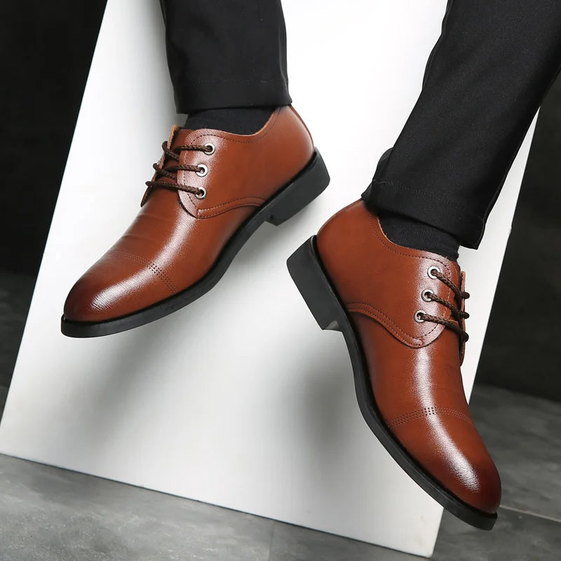 Mens Formal Business Oxford Shoes Classic Leather Dress Shoes for Wedding and Office