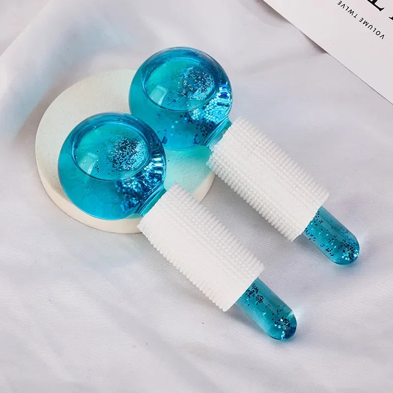 2PCS/pair Large Beauty Ice Hockey Energy Beauty Crystal Ball Facial Cooling Ice Globes Water Wave Face and Eye Massage Skin Care