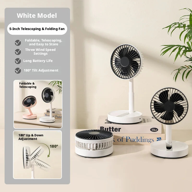 2026 New Desktop Fan USB Charging Model, Long Endurance Foldable Mini Retractable Fan, dormitory portable desktop Electric Fan