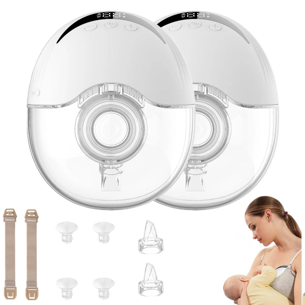 Wearable Breast Pump, Hands-Free Electric Breast Pump with 4 Mode 12 Levels, 220ml Large Capacity Design & Low Noise