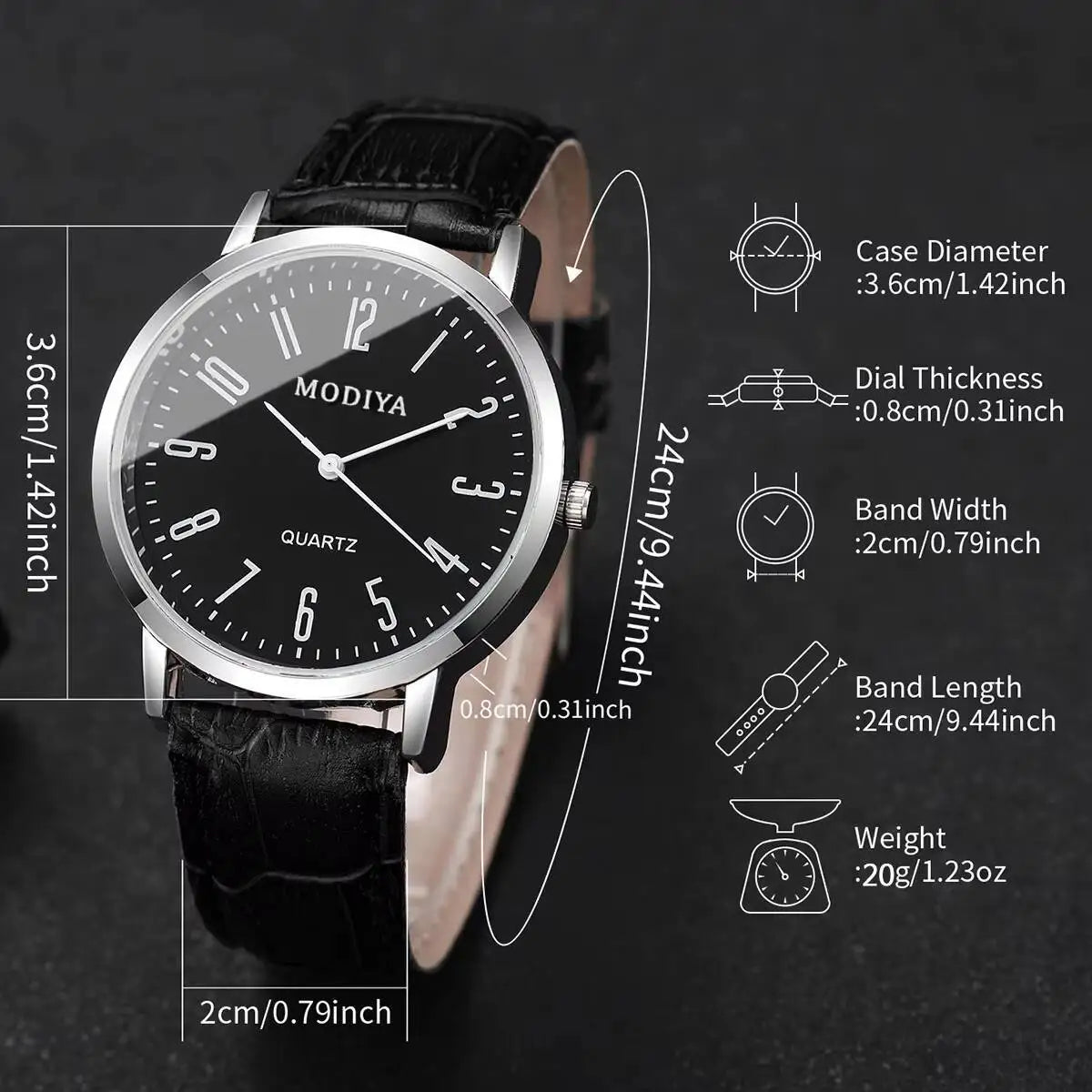 Set Fashio Arabic Dial Men Business Watches Casual Leather Strap Quartz Wristwatches Reloj Hombre（Without Box）