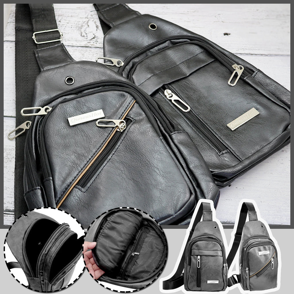 New Leather Chest Bag For Men Multifunctional Casual Fashion Messenger Shoulder Bag For Outdoor Sports Versatile Crossbody Bag
