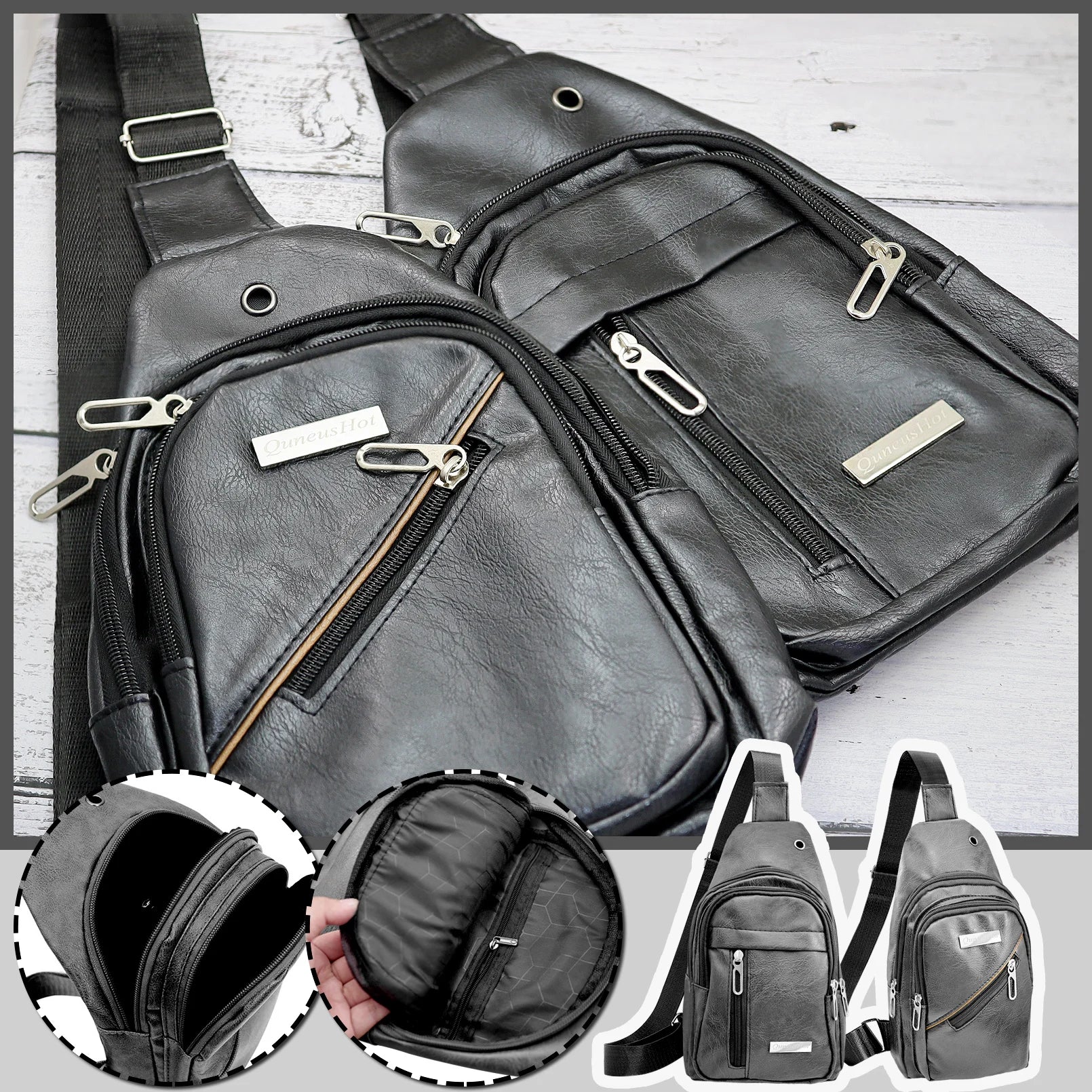 New Leather Chest Bag For Men Multifunctional Casual Fashion Messenger Shoulder Bag For Outdoor Sports Versatile Crossbody Bag