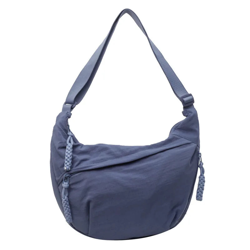 Nylon Crossbody Bags Large Capacity Korean Simplified Shoulder Bag Lightweight Solid Color Dumpling Bag Travel Sports Hobos Bag
