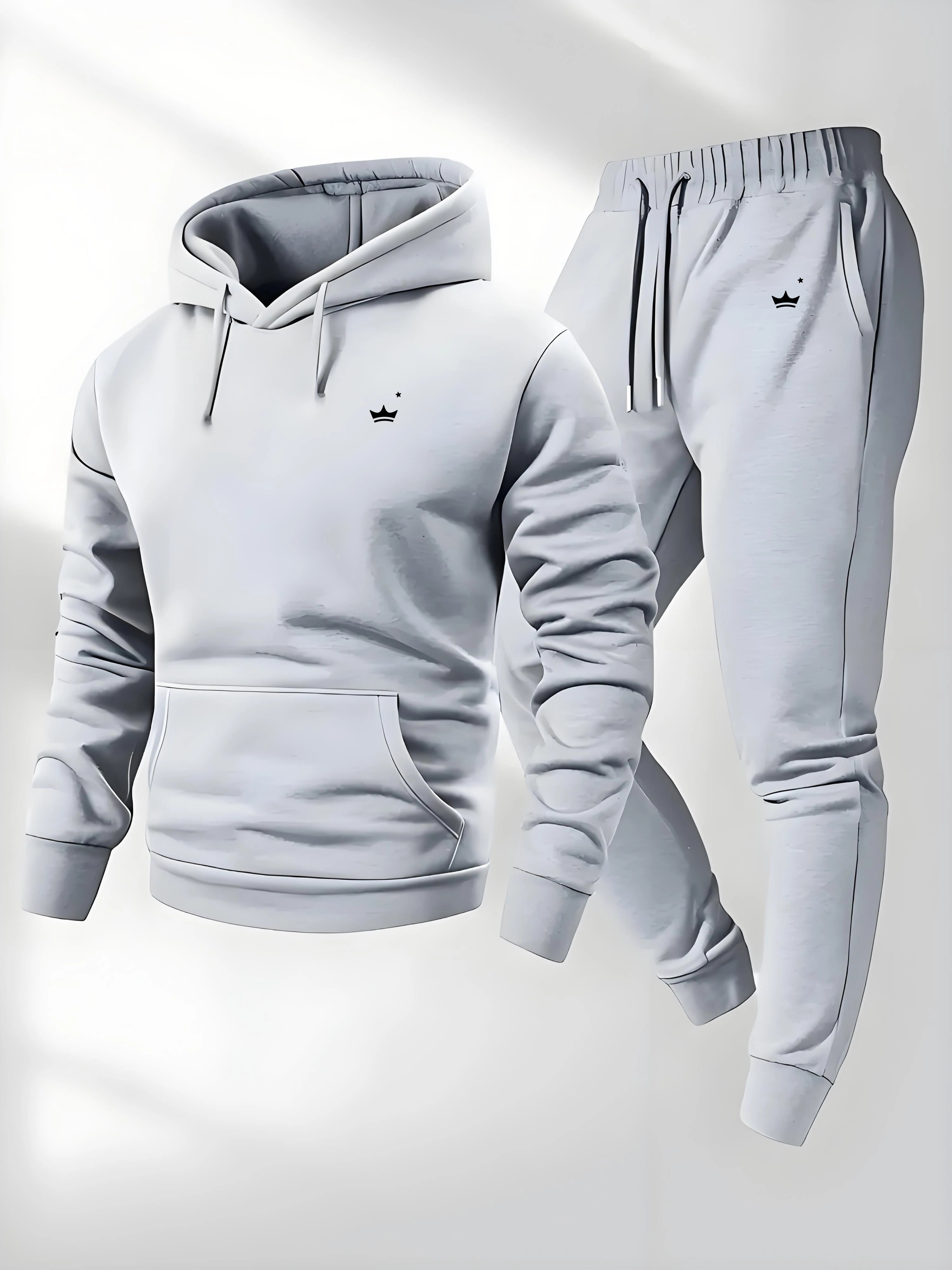 Crown Logo Printed Autumn/Winter Fashion New Hooded Sportswear Outdoor Fashion Versatile Casual Sportswear and Pants