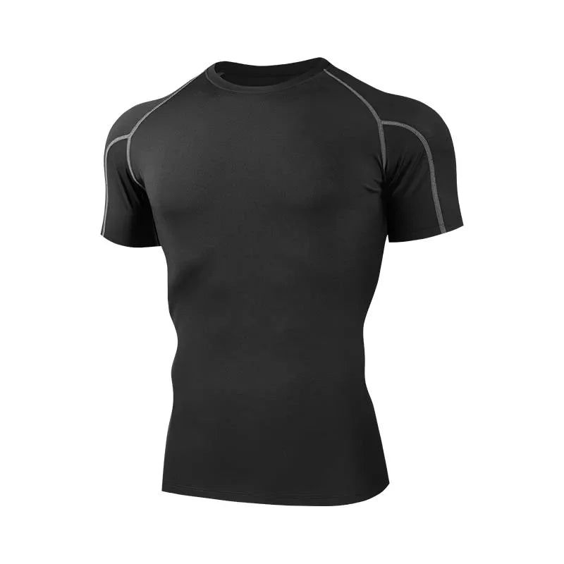 Compressed T-shirt Men's sportswear Running T-shirt Elastic Quick-drying Exercise T-shirt for men exercising in the gym