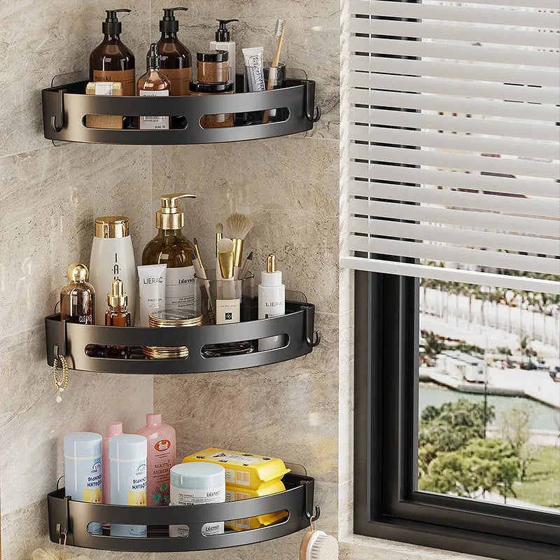 Adhensive Bathroom Shampoo Holder Shower Caddy Shelves Storage No Drill Shelf Corner Towel Holder Shelves For