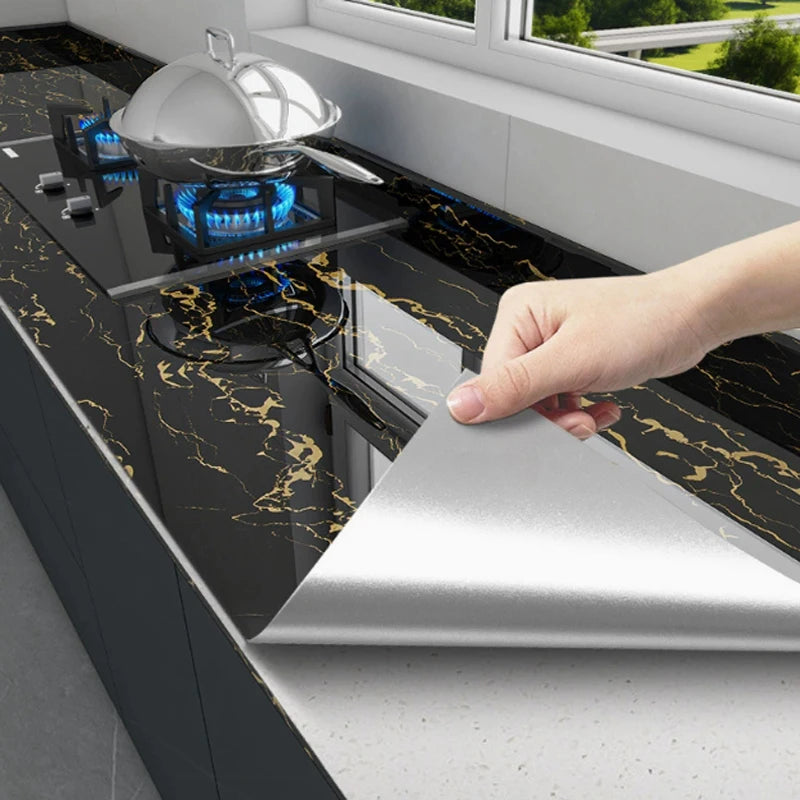 40cm kitchen waterproof and oil resistant PVC self-adhesive marble wall sticker easy to clean home decoration wall sticker