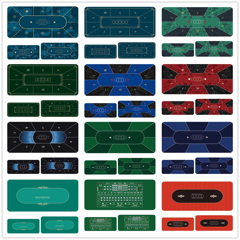 120 x 60 cm Casino Texas Hold'em Tablecloth Square Chip Rubber Mat Poker Card Table Mat Entertainment Card Mat for Game Party