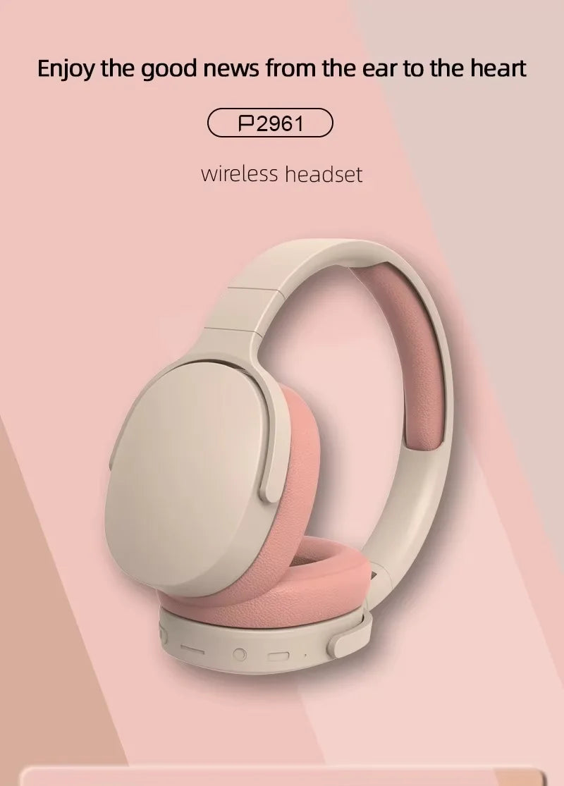 P2961 Bluetooth Wireless HIFI Headset Headphone Stereo with Microphone Lightweight and Foldable Low Latency for PC Mobile Gaming