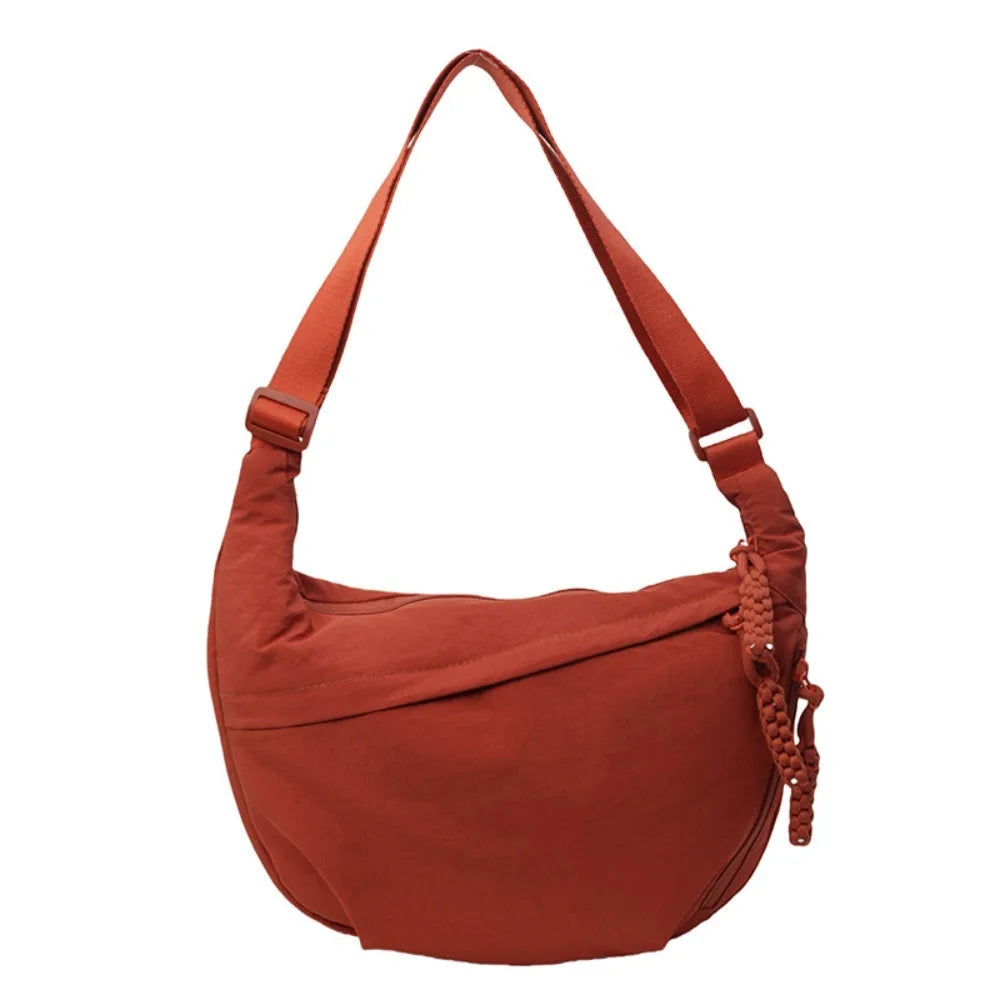 Nylon Crossbody Bags Large Capacity Korean Simplified Shoulder Bag Lightweight Solid Color Dumpling Bag Travel Sports Hobos Bag