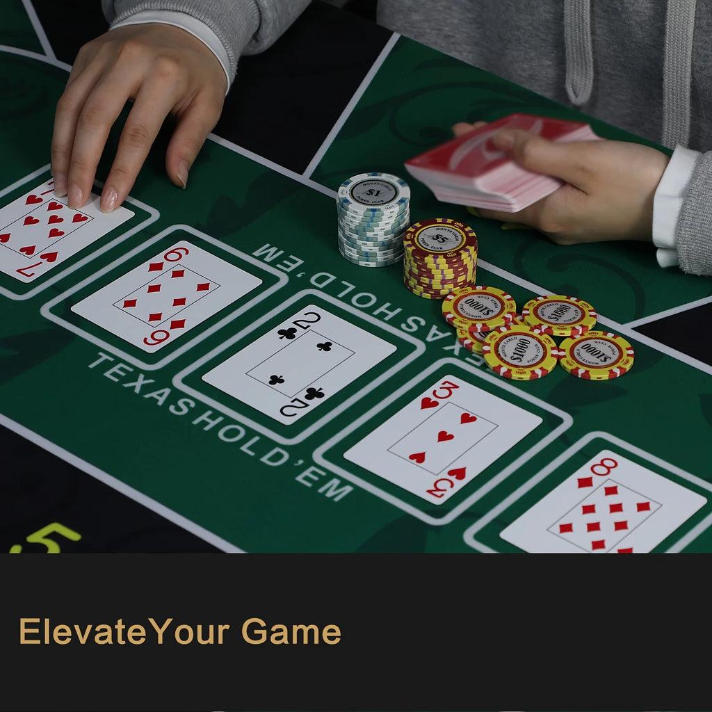 Texas Hold'Em Poker Mat Portable Rubber Poker Table Top Water Waterproof, Noise Reduction Suitable For Any Tabletop Game Premium