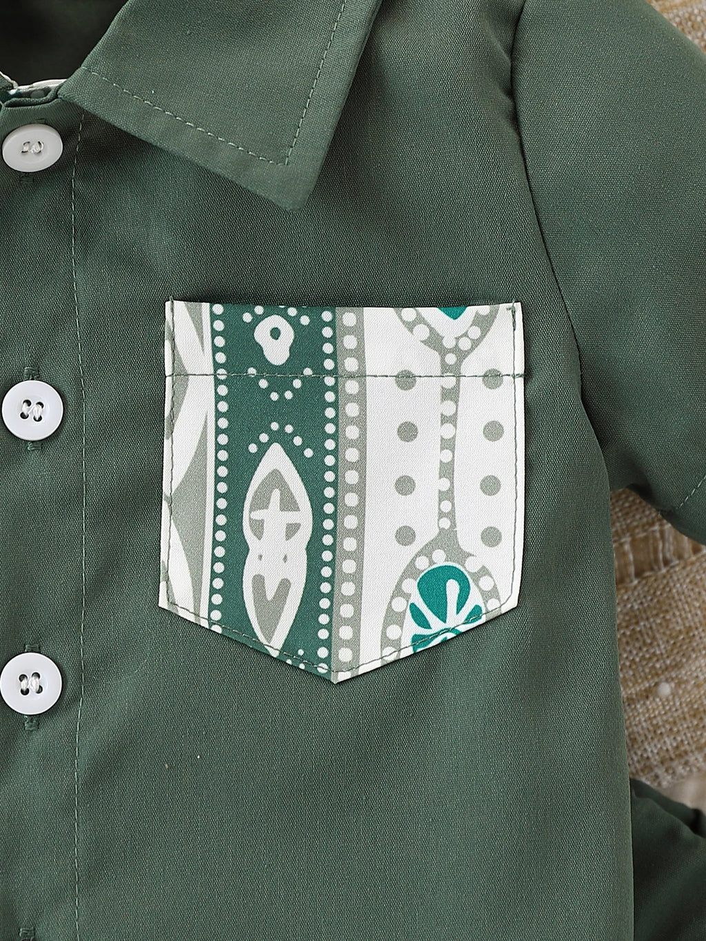2 pieces of baby boy fashion casual splicing ethnic pattern short-sleeved shirt and shorts set in summer