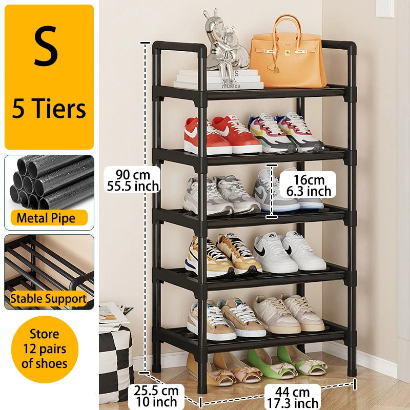 Multiple Layers Metal Shoe Rack, Large Capacity Shoe Organizer for Entryway, Closet, Garage, Shoe Shelf for Living Room