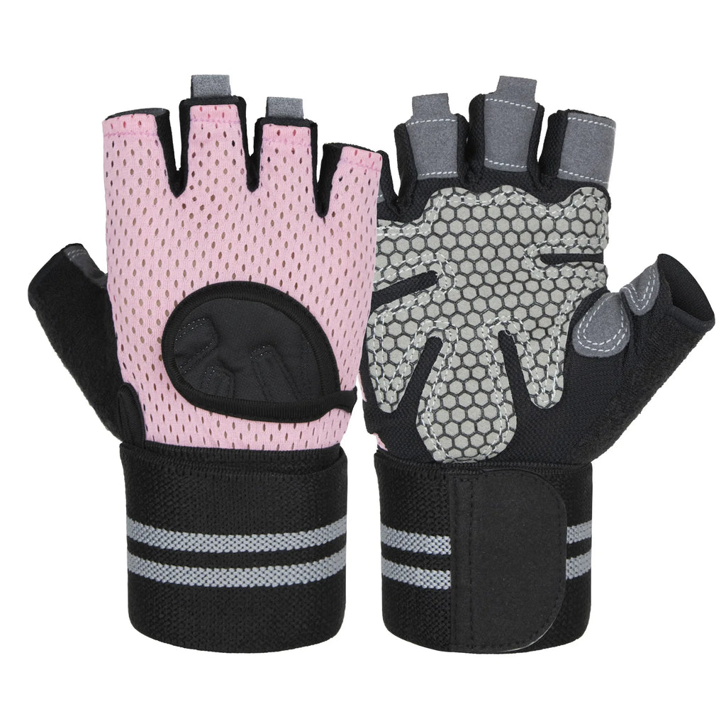 Anti Slip Shock Breathable Half Finger Gloves Breathable Cycling Gloves Fitness Gym Bodybuilding Crossfit Exercise Sports Gloves