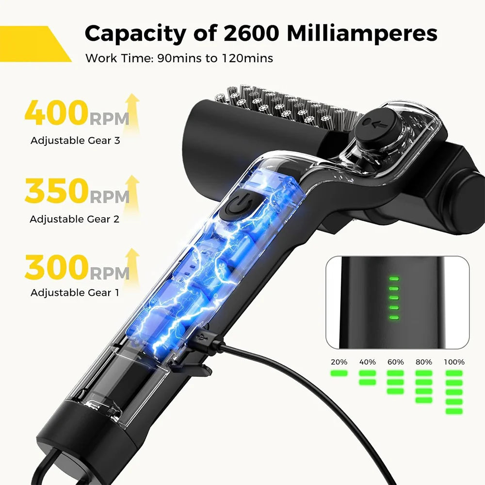 Electric Grill Brush Cordless Electric Outdoor BBQ Grill Cleaner with Powerful Motor 180° Adjustable Head Grill Cleaning Brush