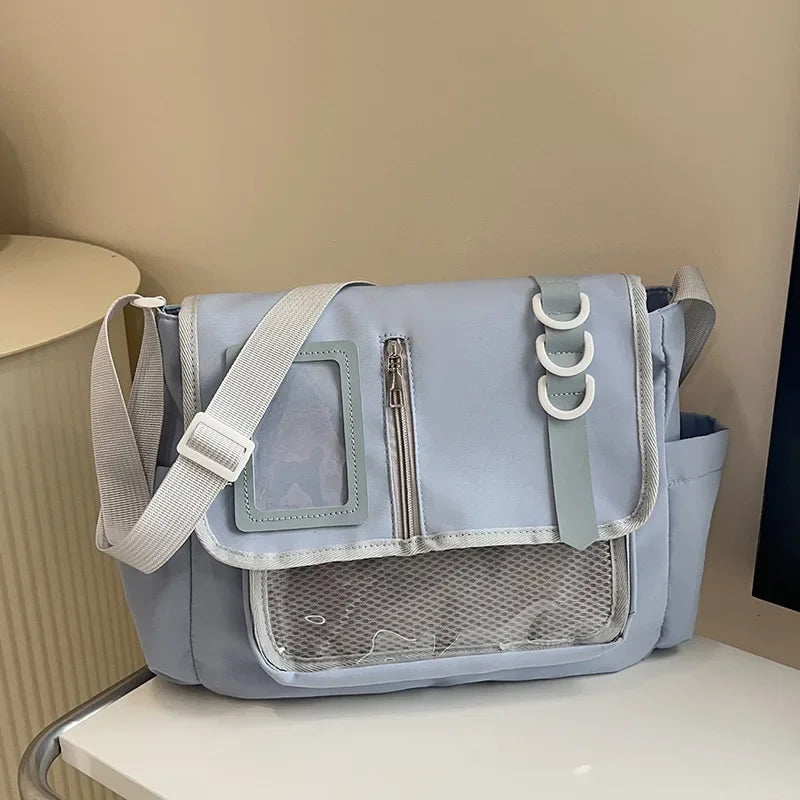Japanese Harajuku School Bags for Girls New Transparent Itabag Shoulder Crossbody Bag DIY Badges Display Plate Ita Bag