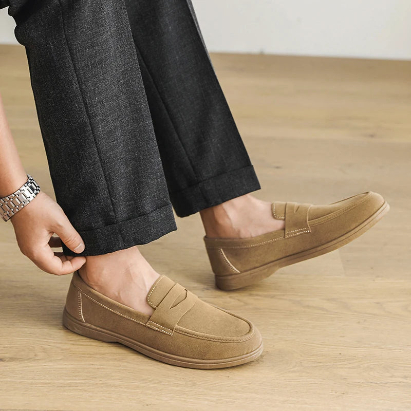 Men's Slip On Loafers Preppy Lightweight Breathable Comfort Outdoor Flats Non Slip Soft Sole Casual Daily Walking Shoes