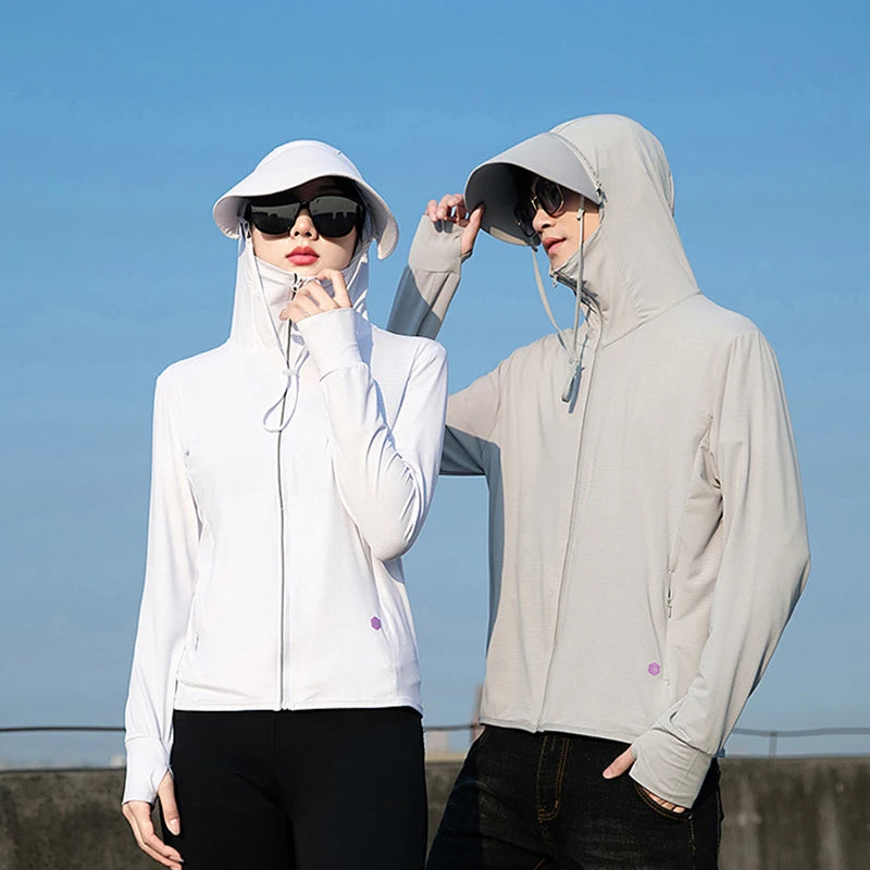  Summer Thin Couple Sports Leisure Sunscreen Clothing Comfortable High Quality Ice Silk Breathable Outdoor UV Protection Coat