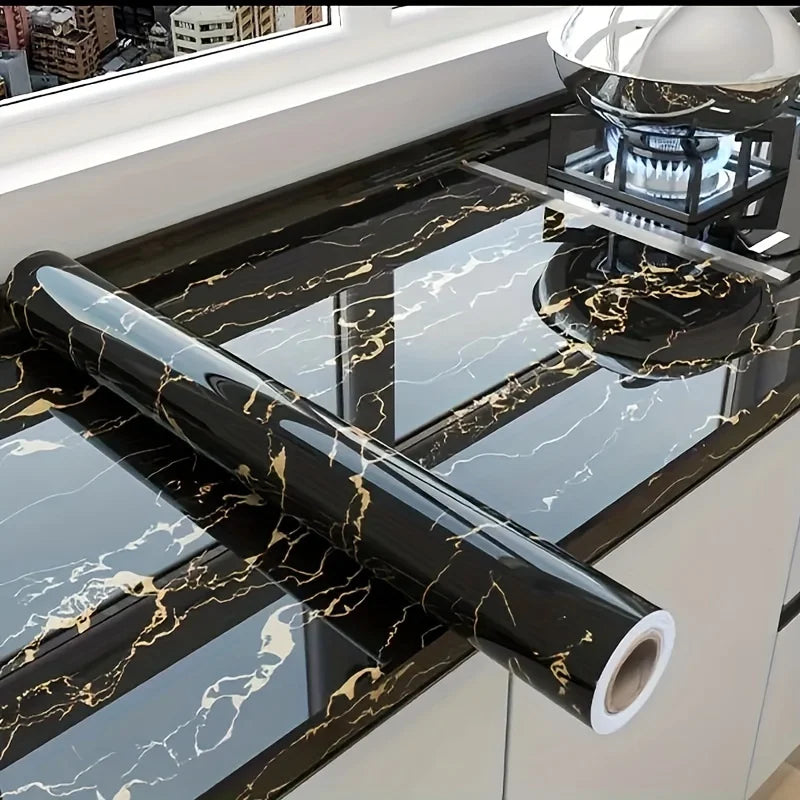 40cm kitchen waterproof and oil resistant PVC self-adhesive marble wall sticker easy to clean home decoration wall sticker