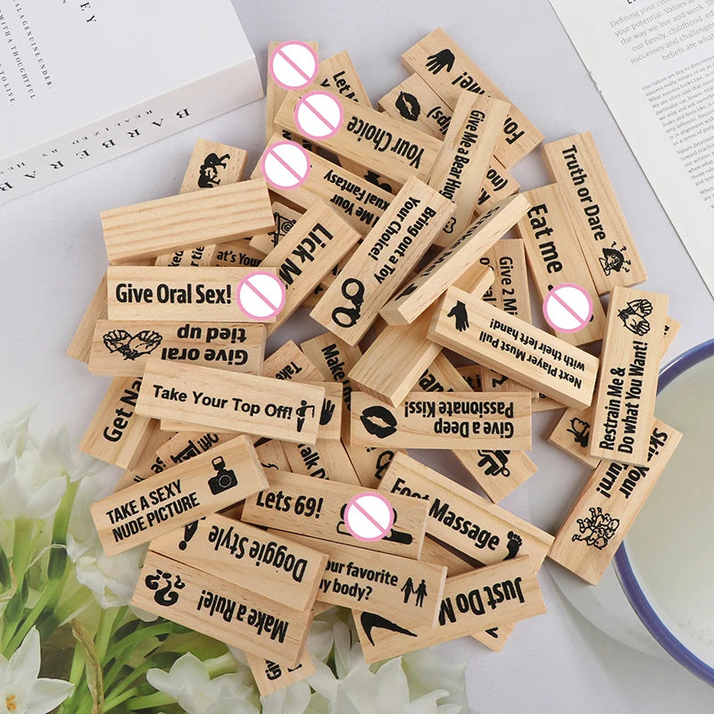 New 48Pcs Dating Building Blocks For Date Nights Valentines And Adult Party Games Tower Game Deluxe Naughty Wooden Couple Toys