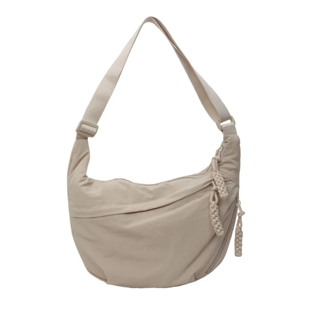 Nylon Crossbody Bags Large Capacity Korean Simplified Shoulder Bag Lightweight Solid Color Dumpling Bag Travel Sports Hobos Bag