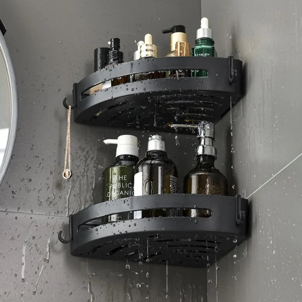 Adhensive Bathroom Shampoo Holder Shower Caddy Shelves Storage No Drill Shelf Corner Towel Holder Shelves For