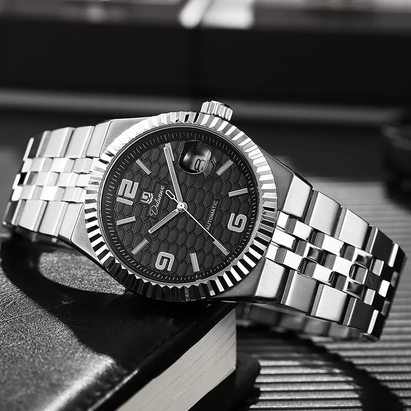 Luxury Automatic Mechanical DULUNWE Men's Watch Date Man Watch Waterproof Luminous Business Watches For Men Reloj