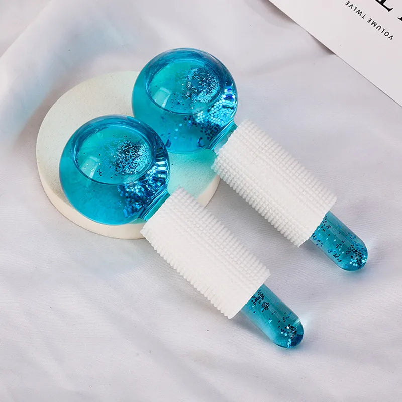 2PCS/pair Large Beauty Ice Hockey Energy Beauty Crystal Ball Facial Cooling Ice Globes Water Wave Face and Eye Massage Skin Care