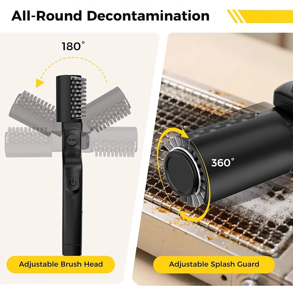 Electric Grill Brush Cordless Electric Outdoor BBQ Grill Cleaner with Powerful Motor 180° Adjustable Head Grill Cleaning Brush