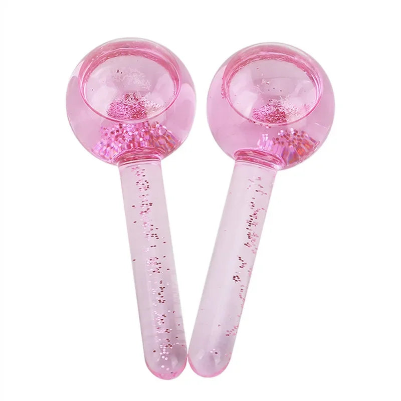 2PCS/pair Large Beauty Ice Hockey Energy Beauty Crystal Ball Facial Cooling Ice Globes Water Wave Face and Eye Massage Skin Care